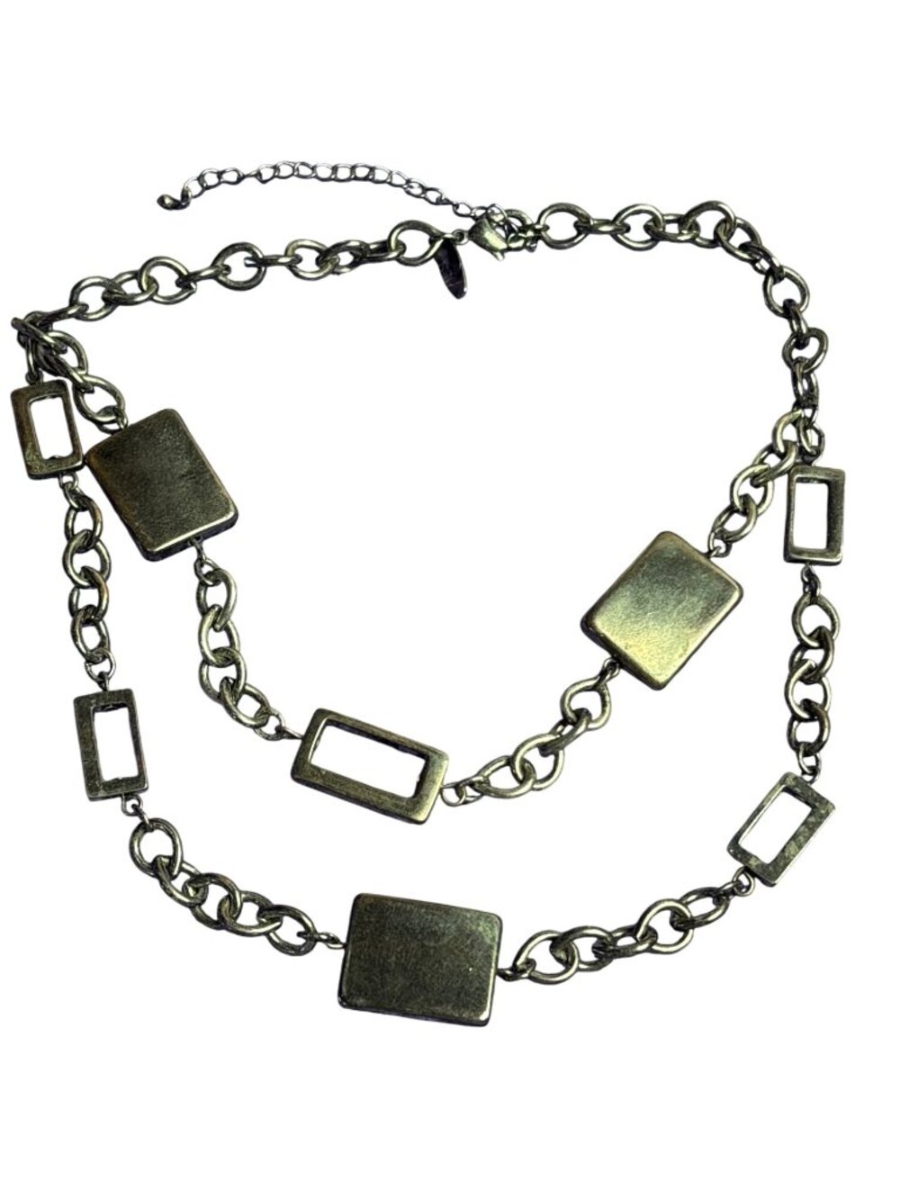 NY New York & Company Gunmetal 2 Strand Chain Necklace 14 inches 17 inches